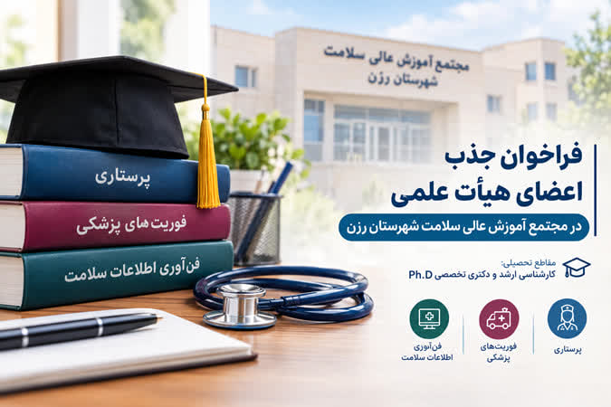 مجتمع آموزش عالی سلامت شهرستان رزن از متقاضیان واجد شرایط برای جذب عضو هیأت علمی متعهد خدمت در مقاطع کارشناسی ارشد و دکتری تخصصی Ph.D دعوت به همکاری می‌کند